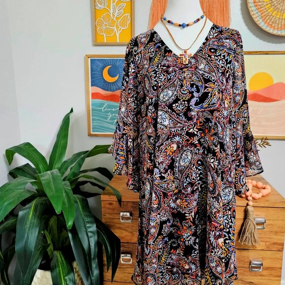 Calvin Klein Dresses & Skirts - Calvin Klein Brand Dress Black Multi Paisley Print Women's Size 14